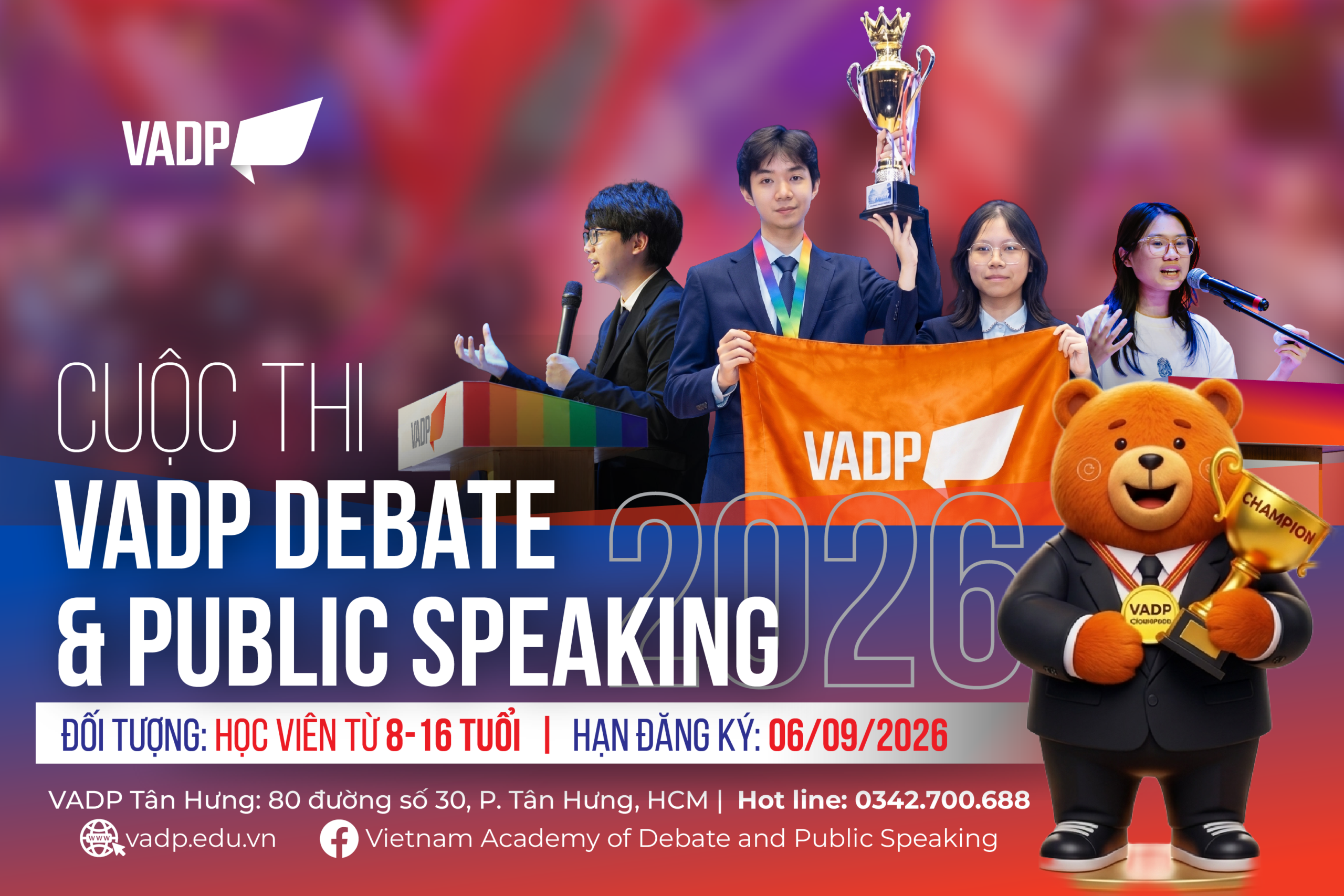 VADP CHÍNH THỨC PHÁT ĐỘNG CUỘC THI VADP DEBATE & PUBILC SPEAKING 2026 DÀNH CHO HỌC SINH 8–16 TUỔI