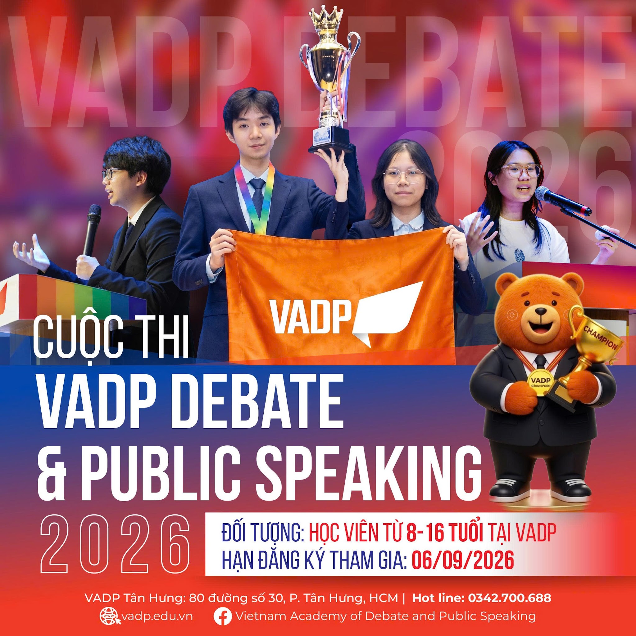 VADP CHÍNH THỨC PHÁT ĐỘNG CUỘC THI VADP DEBATE & PUBILC SPEAKING 2026 DÀNH CHO HỌC SINH 8–16 TUỔI